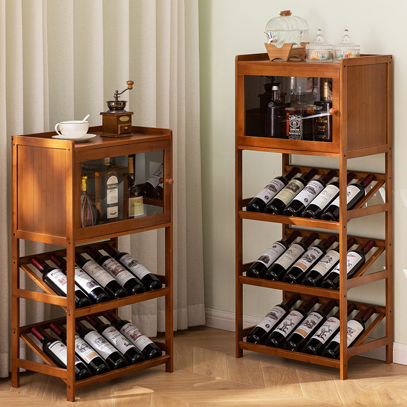 Home Bar Shelves - Stevig Bamboe Wijnrek 3/4-Tier Vloer Vrijstaande