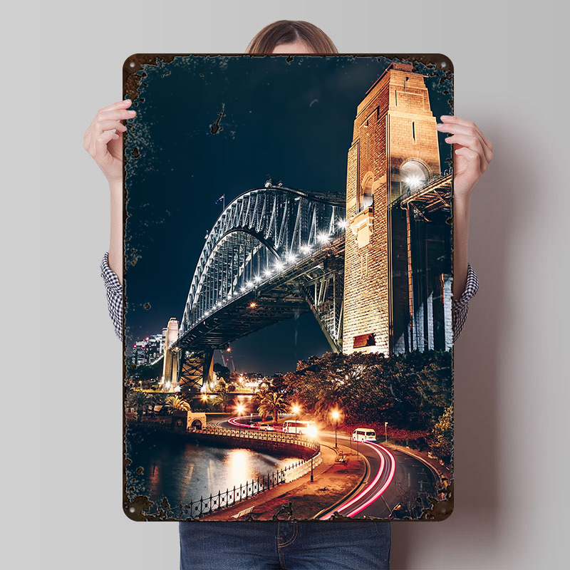 Home Bar Sydney - Sydney Harbour Bridge Poster Aangepaste Vintage