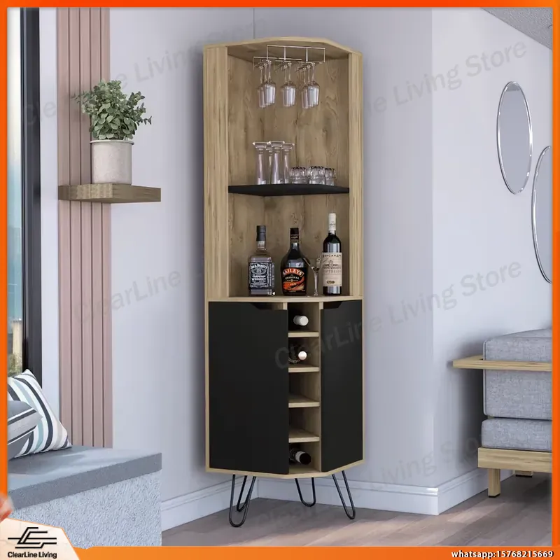 Home Bar Shelves - Hoekbar kast met 6 ingebouwde wijnrekken