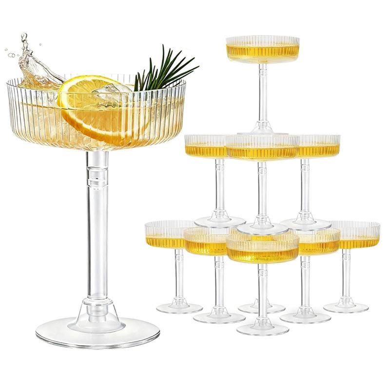 Home Bar Supplies - Doorzichtige plastic Martini-dessertbekers 10 stuks toastfluiten