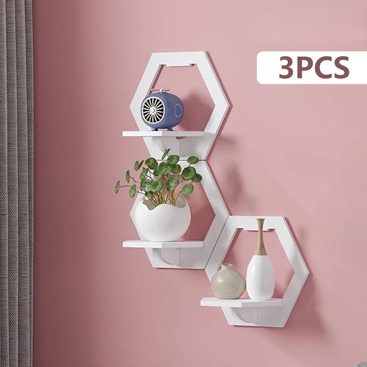 Home Bar Shelves - 3 stuks zeshoek wandplank punch gratis