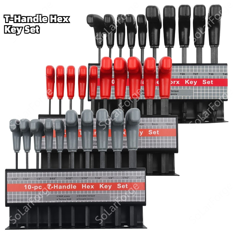 Home Bar Supplies - 10-delige metrische of inch T-handgreep inbussleutelset