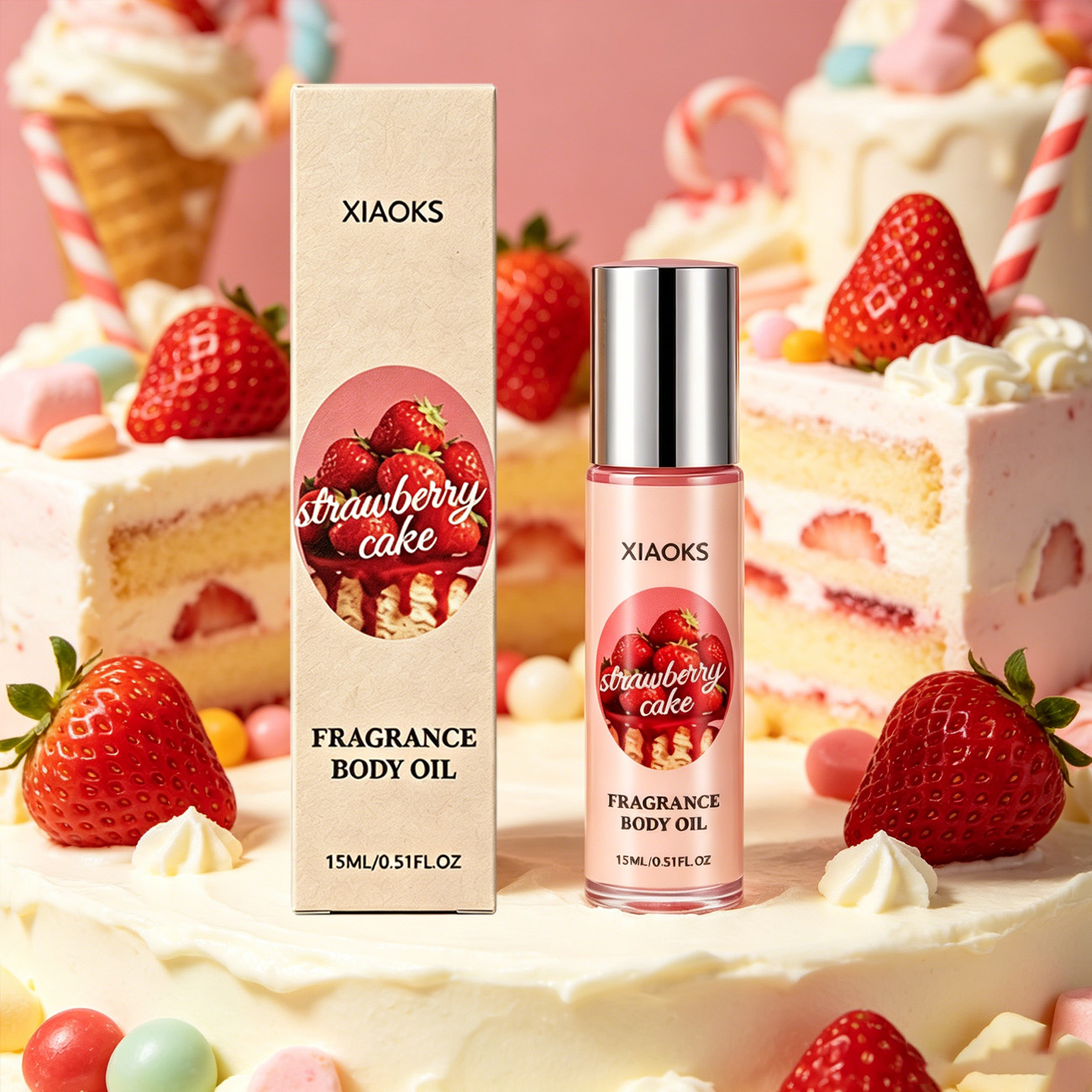 Home Bar Accessories - 1 fles Strawberry Cake Sweet Roll-On