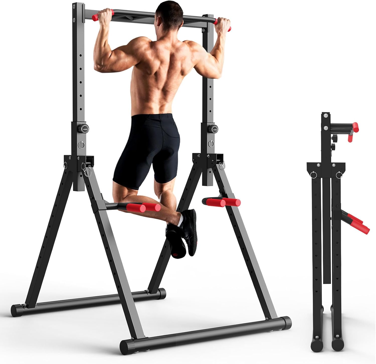 Home Bar And Gym - Opvouwbare Power Tower Dip Station, vrijstaande