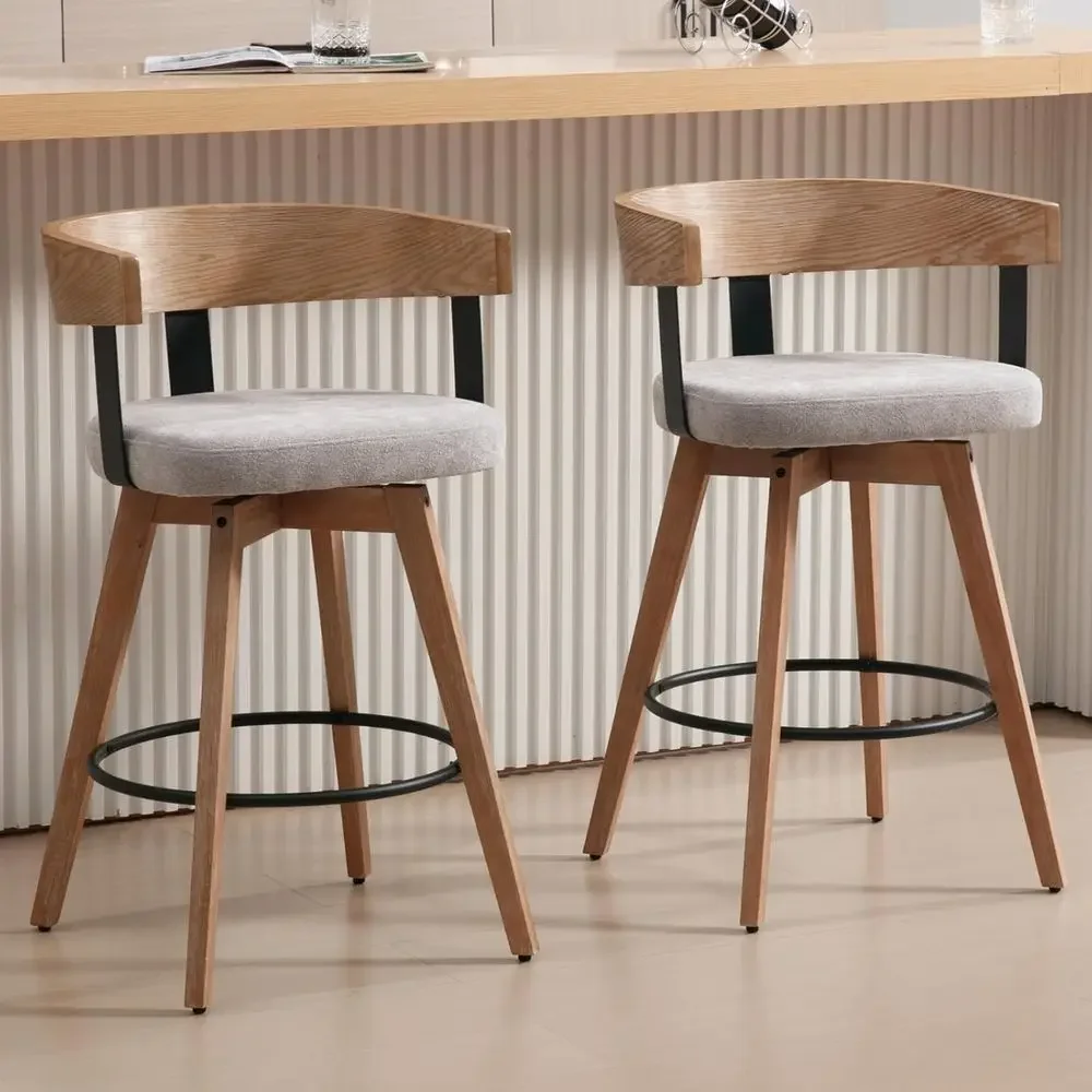 Home Bar Stools - Set van 2, 26 grijze linnen