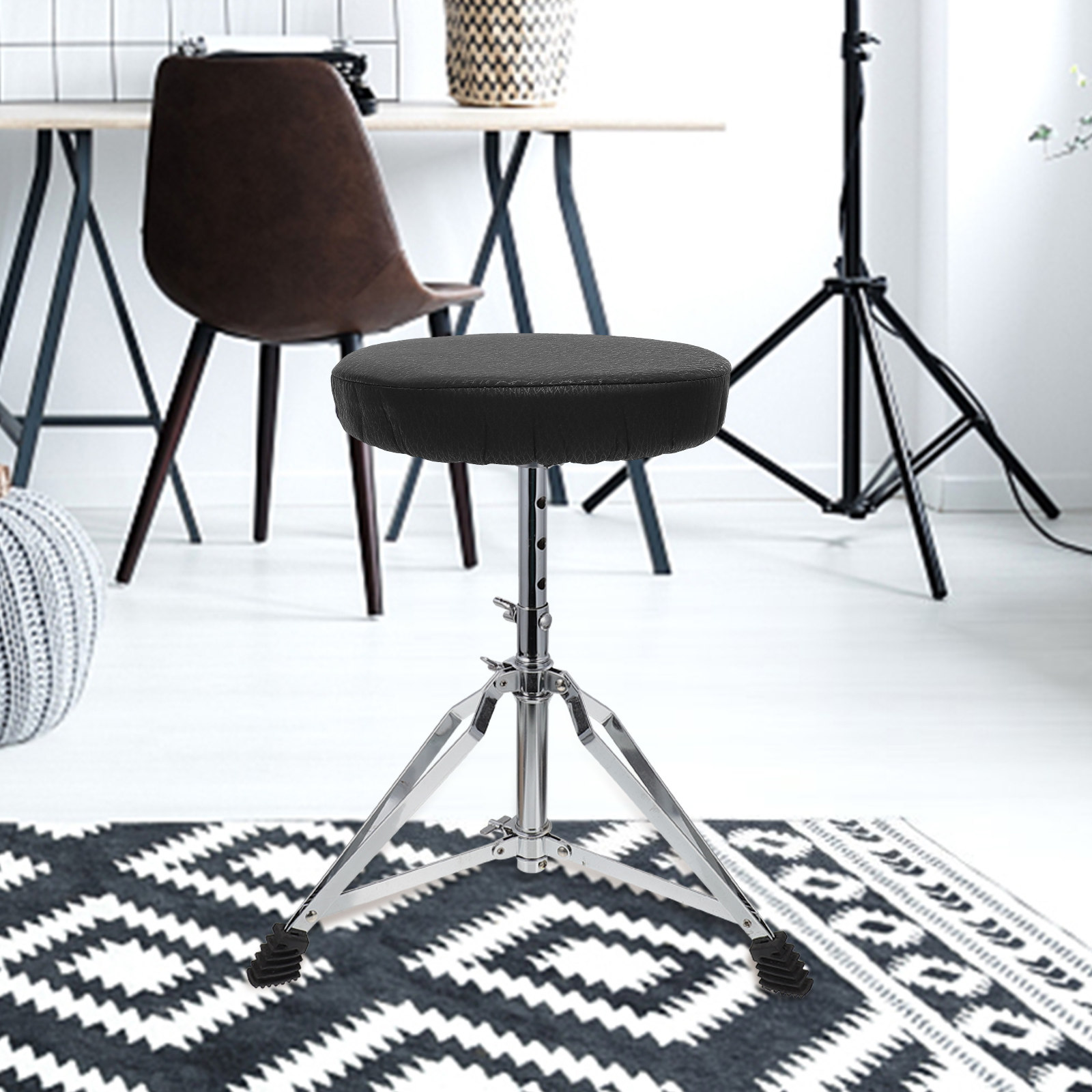 Home Bar Stools - Elastische dikke zwarte ronde krukhoes, barkruk