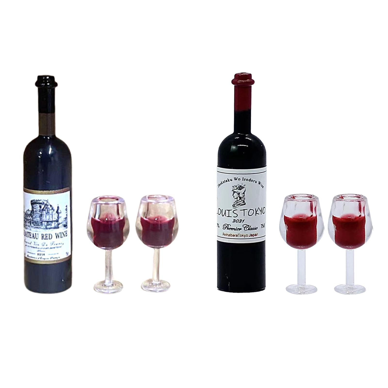 Home Bar Supplies - 1/12 Schaal Poppenhuis Wijnfles Kopjes Landschap