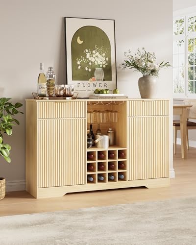 Home Bar And Cabinet - 55 inch gefluteerde wijnbar kast -