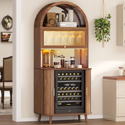 Home Bar And Cabinet - Wijnbar-kast met koelruimte, gebogen koffiebar-kast met