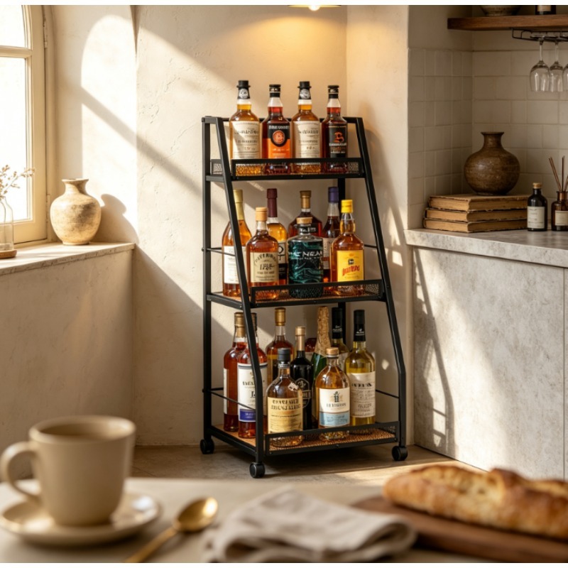 Home Bar Shelves - 3-laags wijnrek met trapvormige plank, vrijstaand,