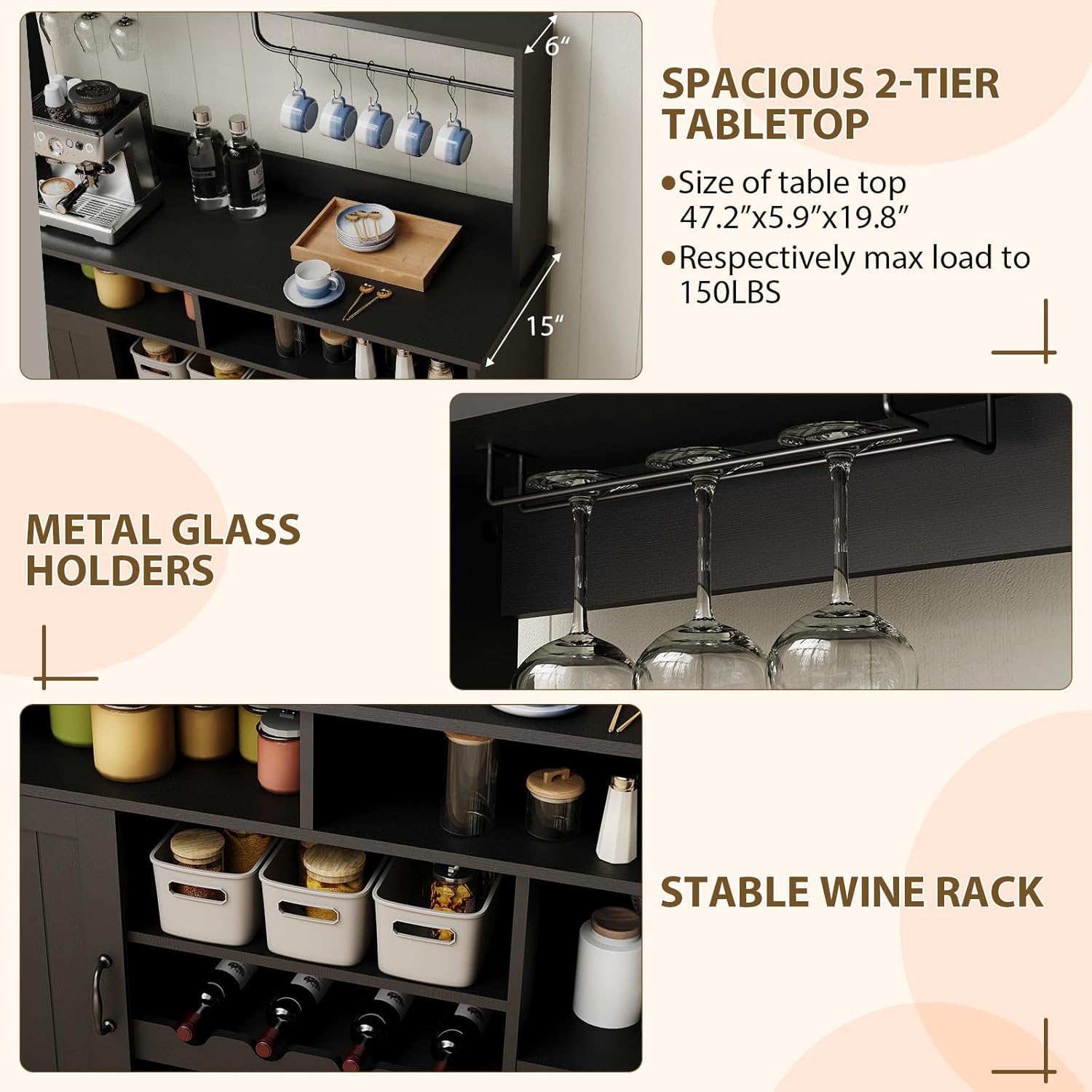 47 in Farmhouse Koffiebar Kast - Home Bar And Cabinet recensie en prijs