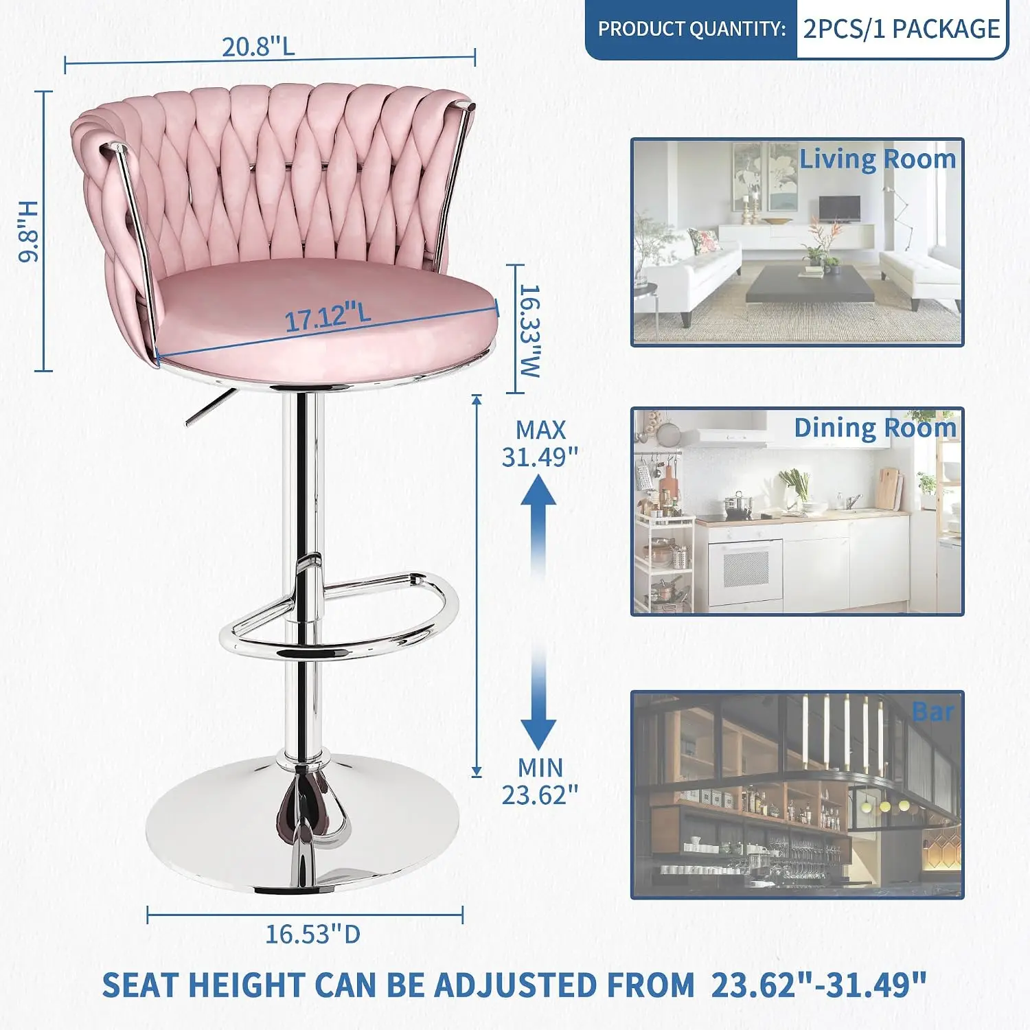 Fluwelen barkrukken set van 2, - Home Bar Stools recensie en prijs
