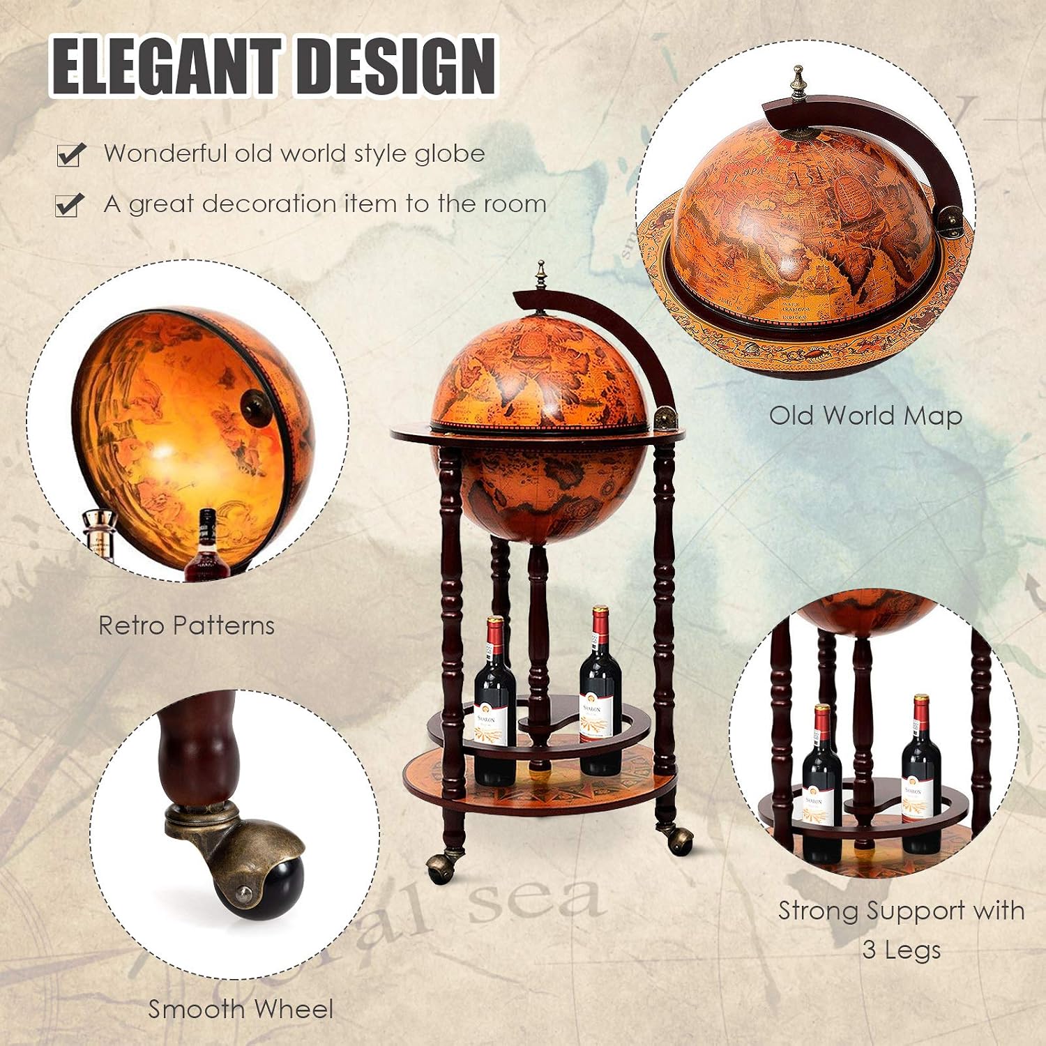 Globe Bar Cart Liquor Bar Kast - Home Bar And Cabinet recensie en prijs