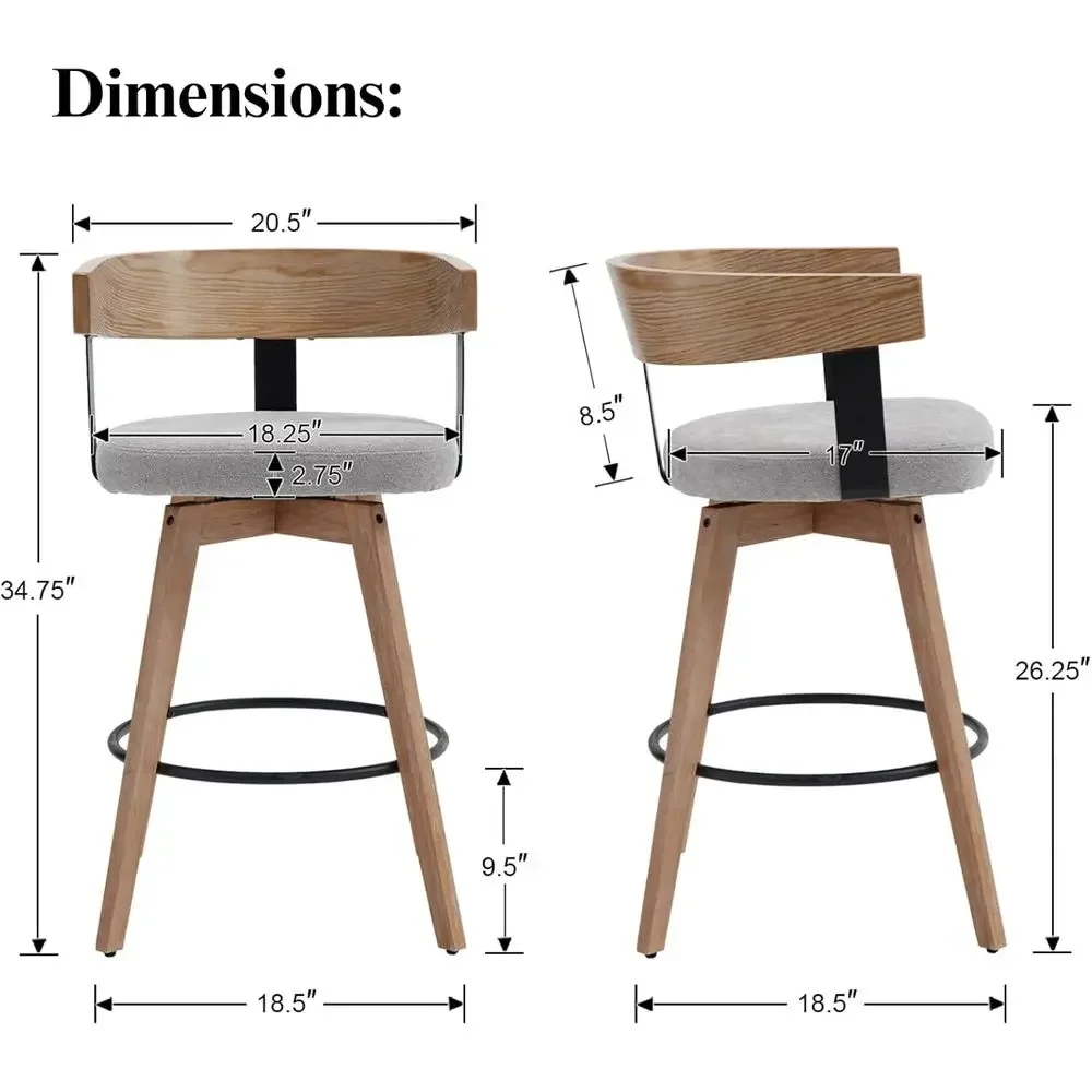 Set van 2, 26 grijze linnen ge - Home Bar Stools recensie en prijs