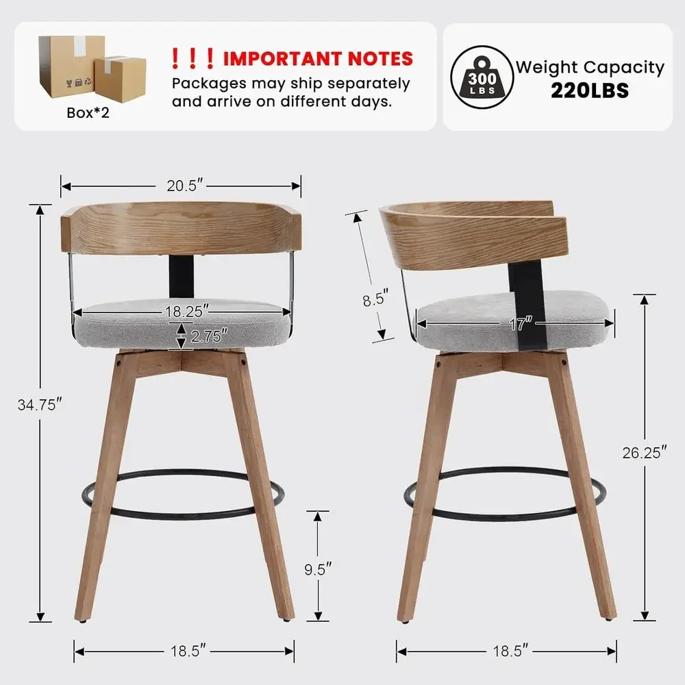 Set van 2, 26 grijze linnen ge - Home Bar Stools recensie en prijs
