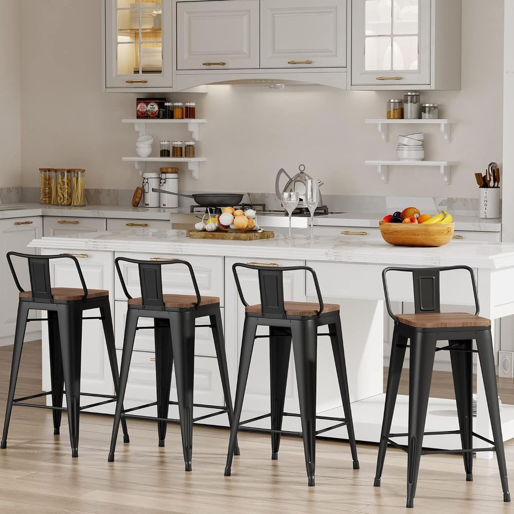 24 Inch Barstoelenset, 4 indus - Home Bar Stools recensie en prijs