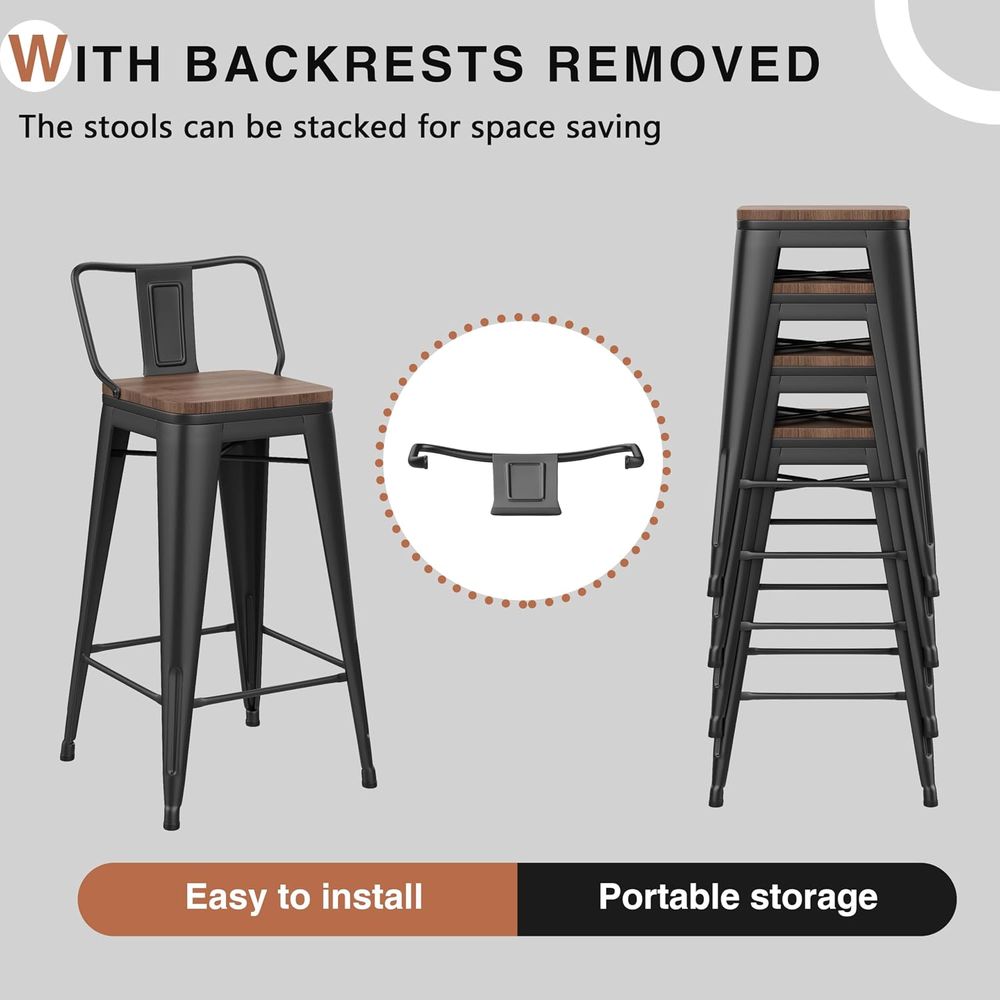 24 Inch Barstoelenset, 4 indus - Home Bar Stools recensie en prijs