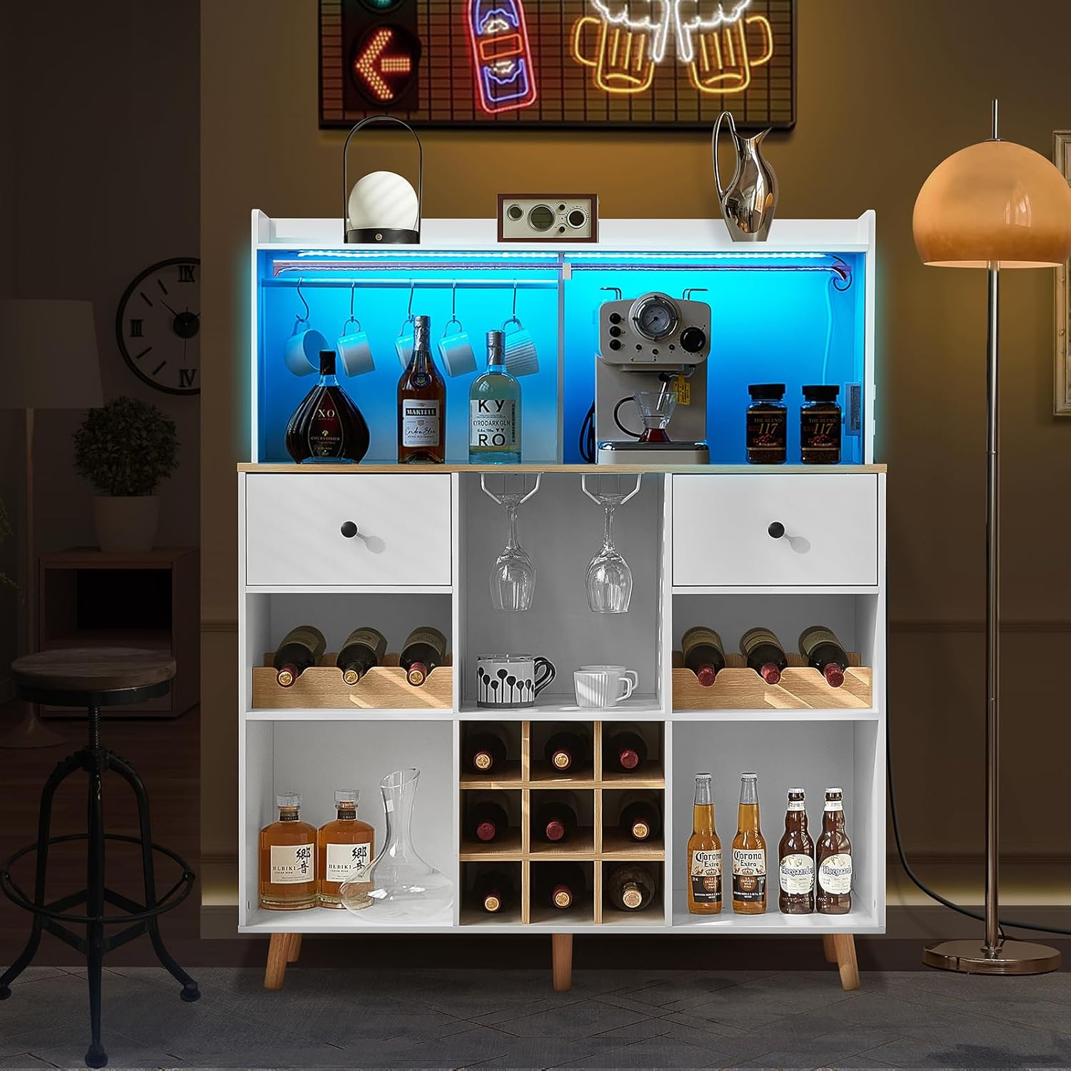 Wijnbar-kast met stopcontact & - Home Bar Shelves recensie en prijs