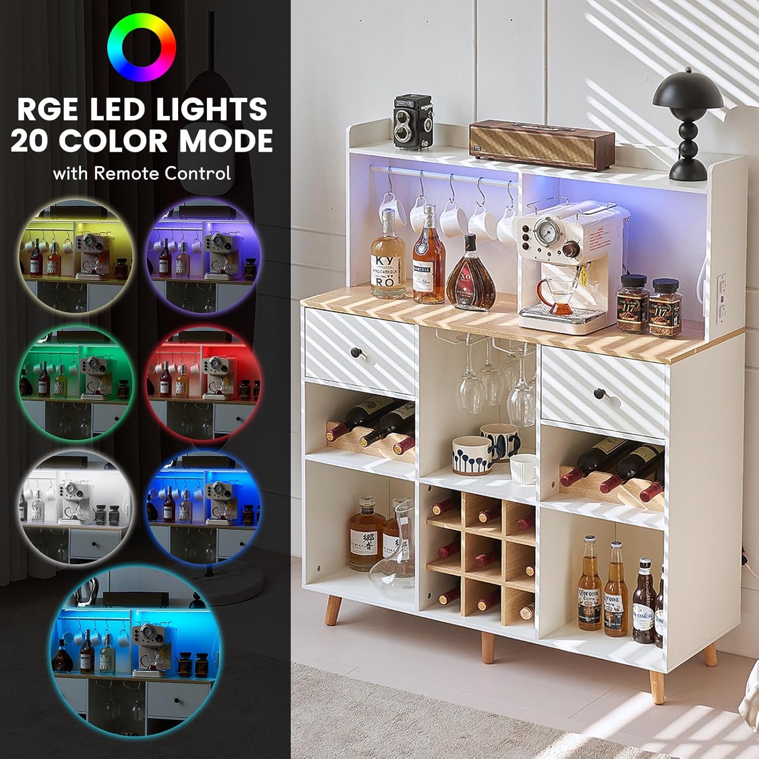 Wijnbar-kast met stopcontact & - Home Bar Shelves recensie en prijs