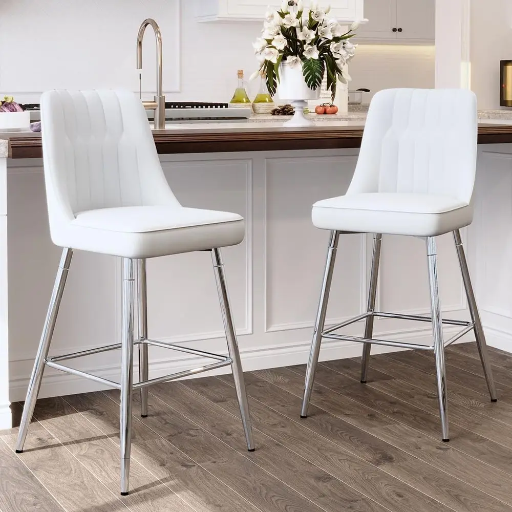 Set van 2 witte gestoffeerde b - Home Bar Stools recensie en prijs
