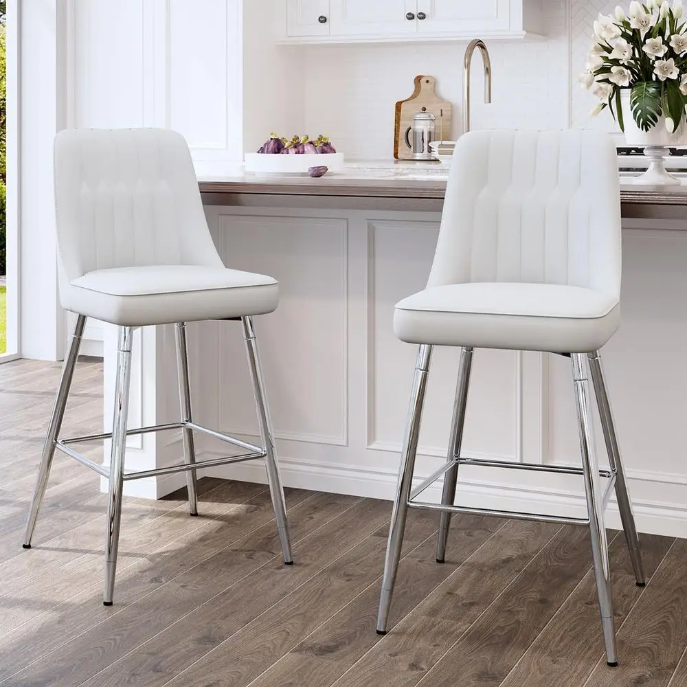 Set van 2 witte gestoffeerde b - Home Bar Stools recensie en prijs